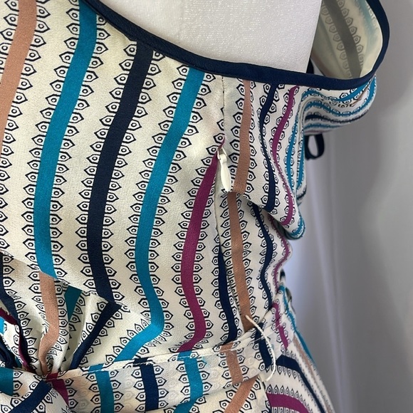 Anthropologie "Girls From Savoy" Midi Striped Silk Dress Sz 4 Coastal Party EUC - Picture 5 of 14